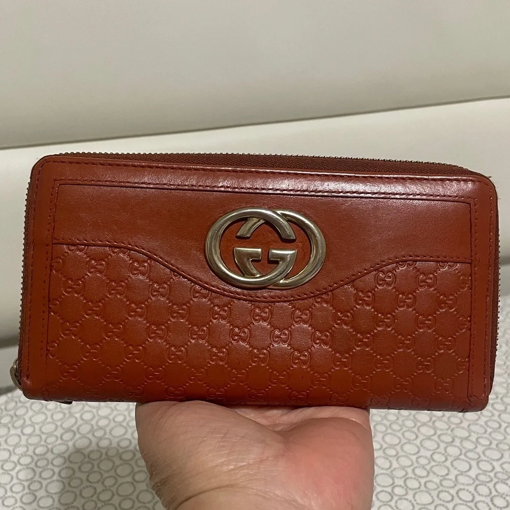 Gucci Orange/Brown Leather Wallet with SilverLogo - Picture 12 of 12
